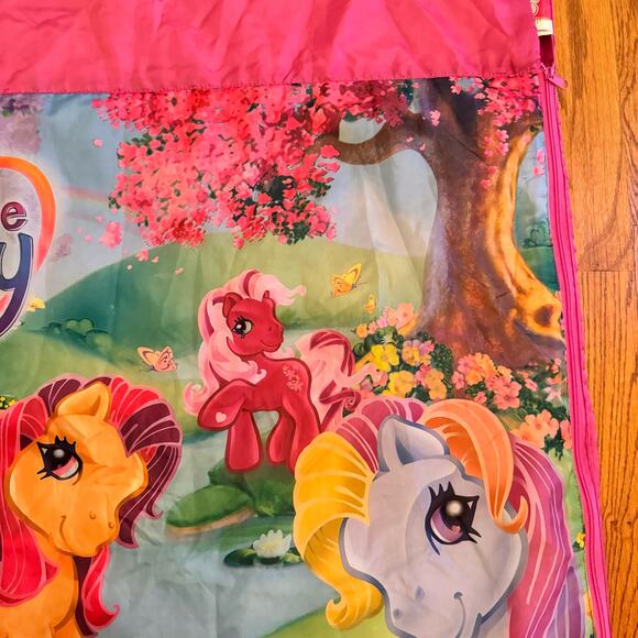 My Little Pony 2005 Sleeping Bag Pink Floral Horses Blanket Rainbow Zip Up - Picture 6 of 15